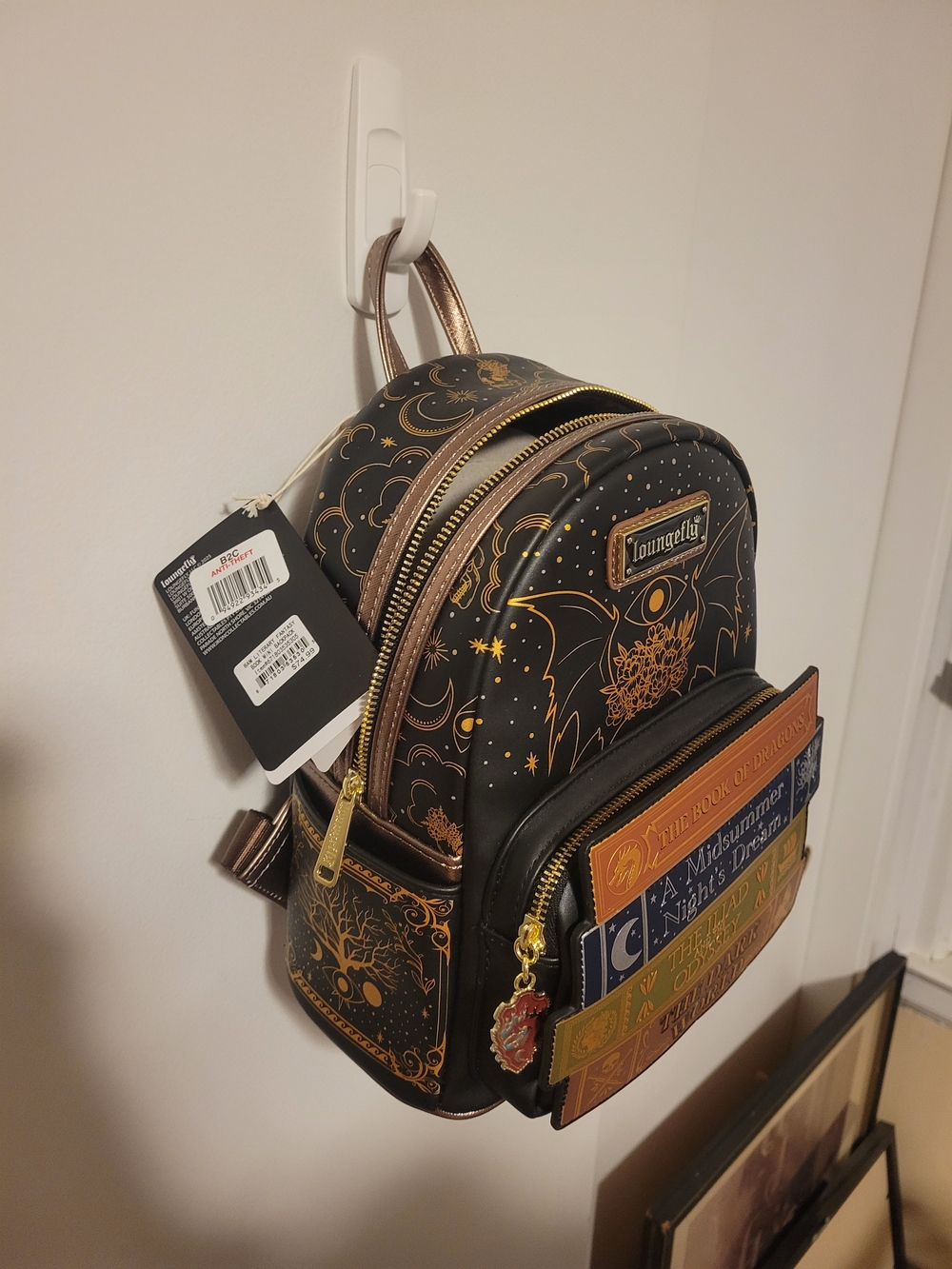 Loungefly Black & Gold Book Stack Mini Backpack - Picture 3 of 5